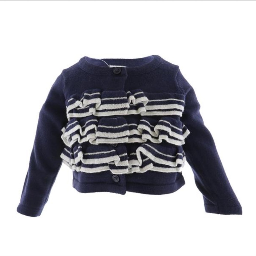 Janie and Jack Navy ruffled Cardigan size 2T